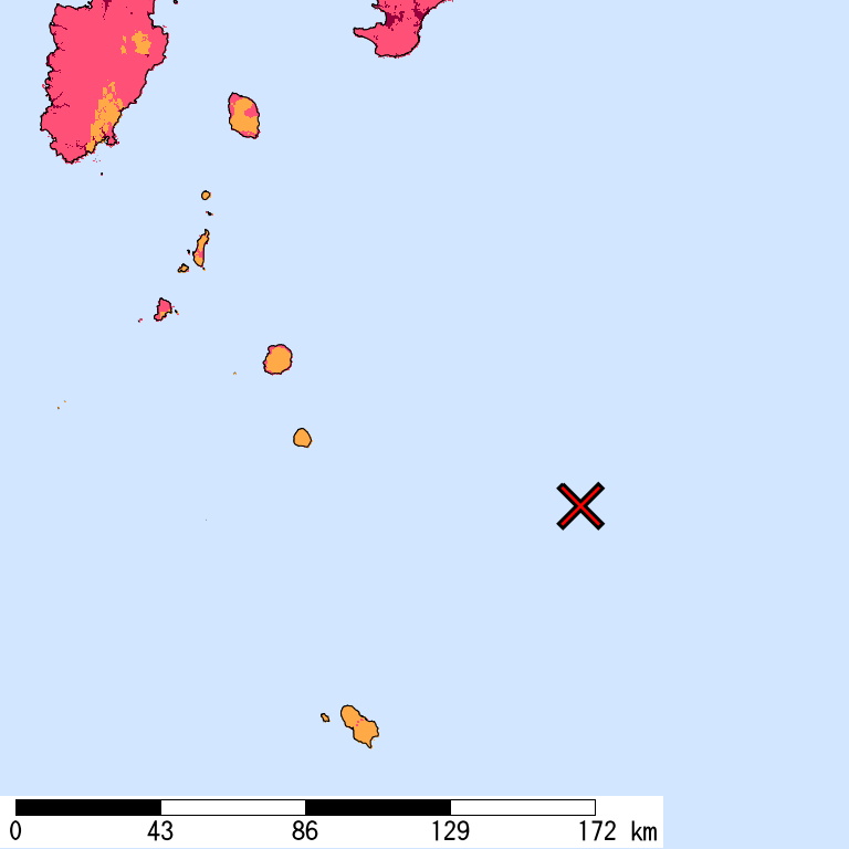 50年間超過確率2%の計測震度分布地図