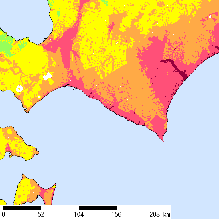50年間超過確率2%の計測震度分布地図