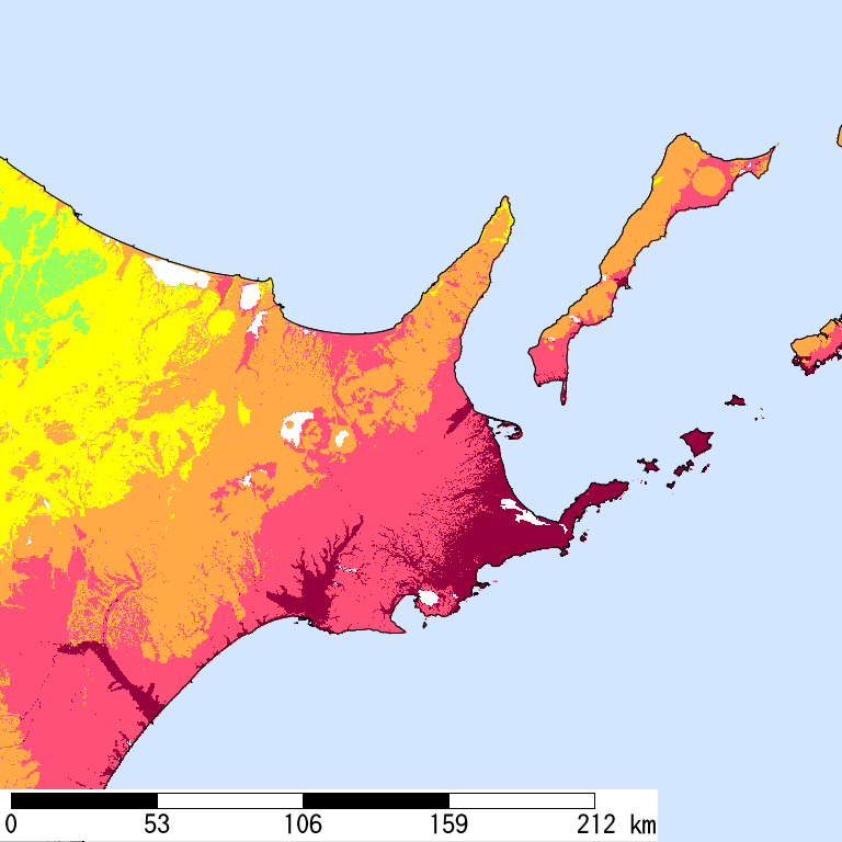 50年間超過確率2%の計測震度分布地図