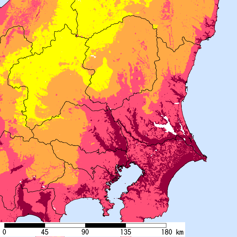 50年間超過確率2%の計測震度分布地図