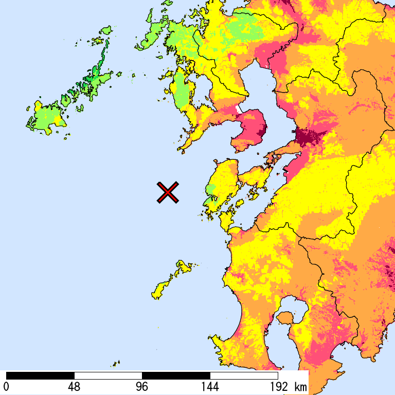50年間超過確率2%の計測震度分布地図
