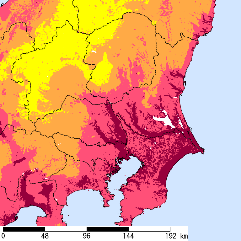50年間超過確率2%の計測震度分布地図