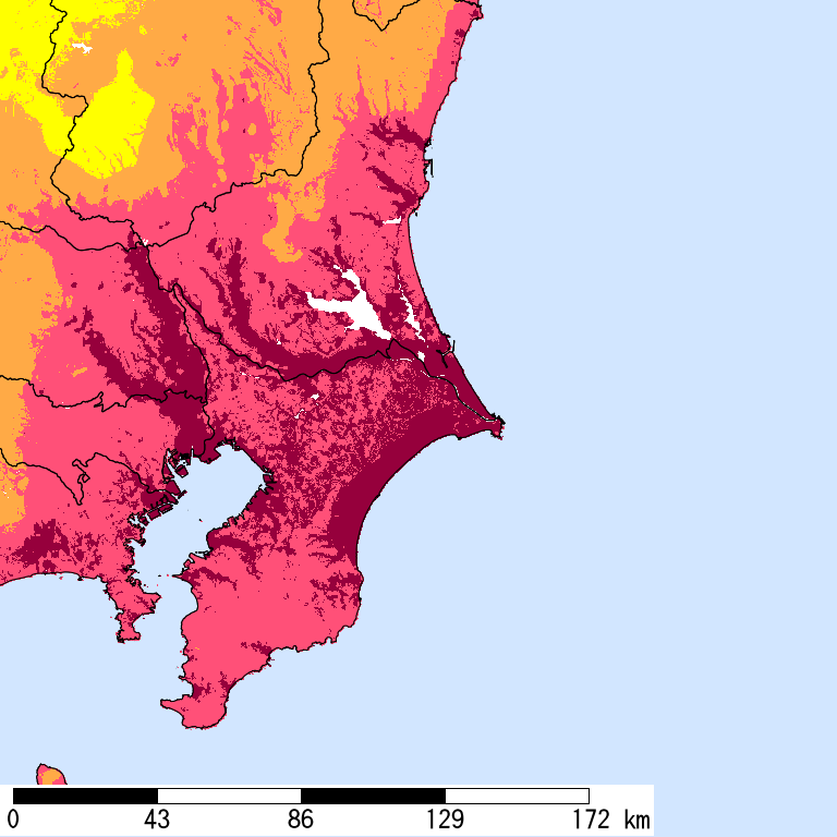50年間超過確率2%の計測震度分布地図
