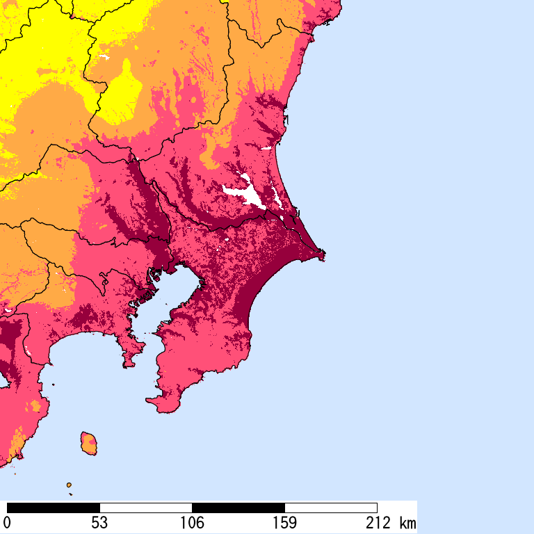 50年間超過確率2%の計測震度分布地図
